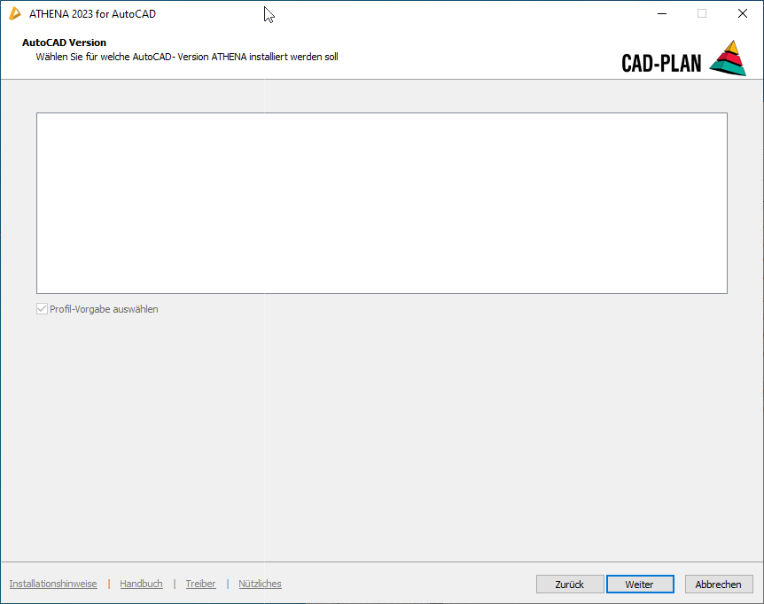 ATHENA findet kein AutoCAD