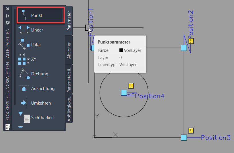 Block alternative Einfügepunkte